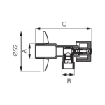 Γωνιακός διακόπτης ροής Z1212K FERRO 1/2x1/2&quot - Image 2